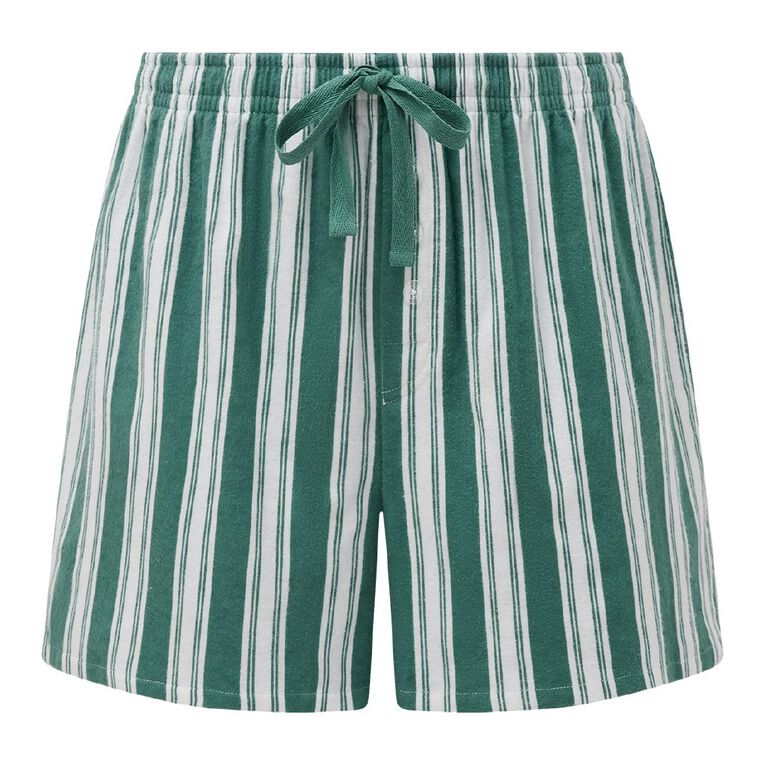 H&H Women's Flannel Pyjama Short, Green Mid, hi-res