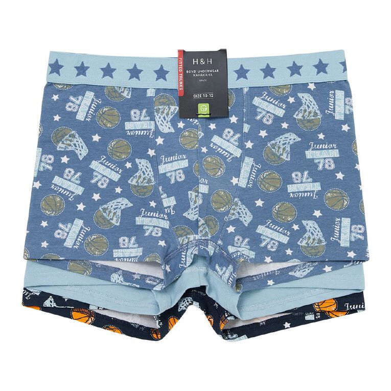 H&H Boys' Printed Trunk 3 Pack, Blue Light, hi-res