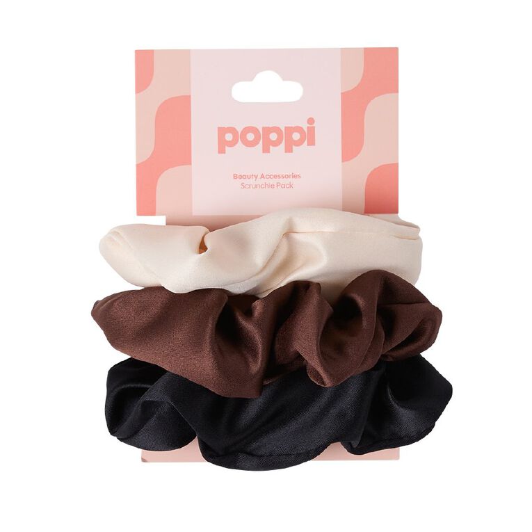 Poppi Scrunchies Brown Mid 3 Pack, , hi-res