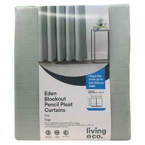 Living & Co Eden Curtains Sage 230-330cm Wide/205cm Drop