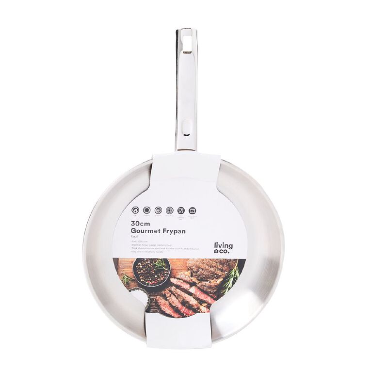 Living & Co Gourmet Frypan Stainless Steel 30cm, , hi-res