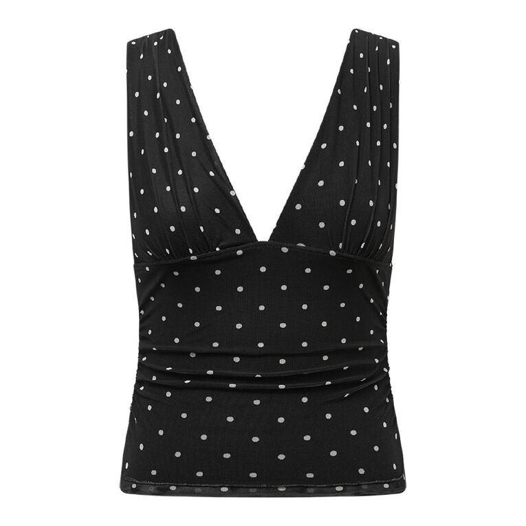 BRDRLESS Arlo Mesh Fitted Top, Black/White, hi-res