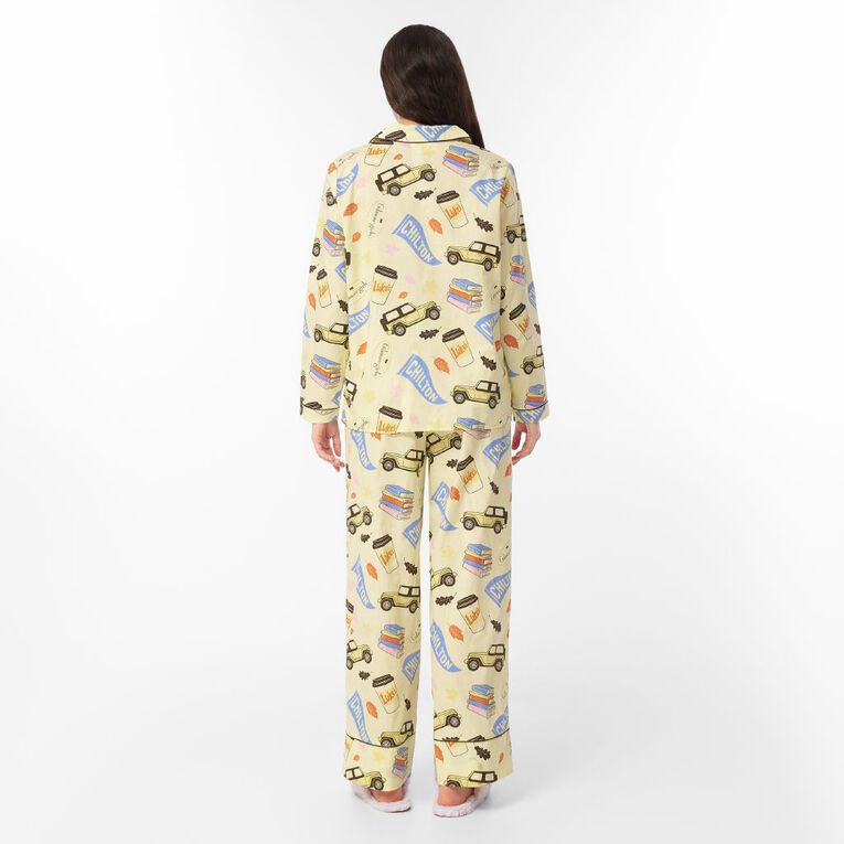 Gilmore Girls Women's Cotton Button Up Pyjama Set, Yellow Light, hi-res
