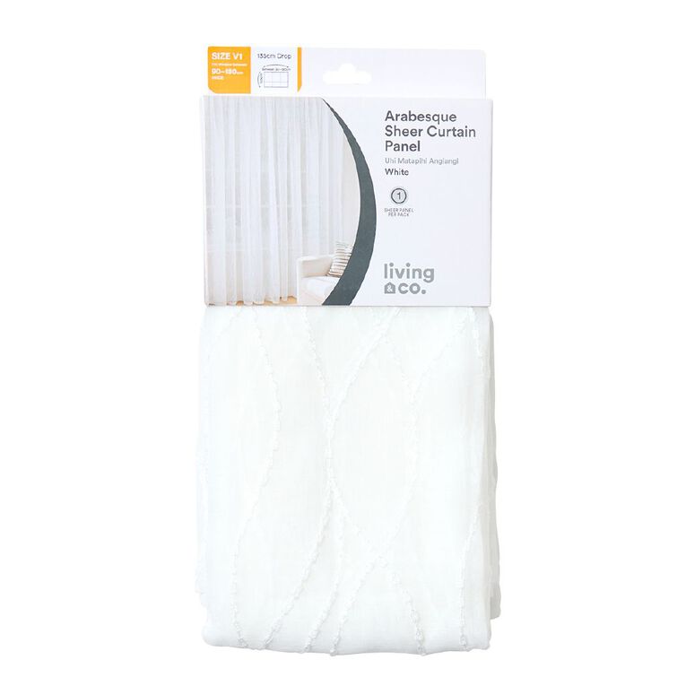 Living & Co Arabesque Voile White 90-180cm Wide/135cm Drop, , hi-res