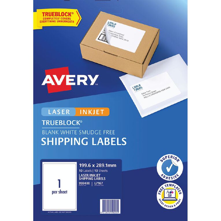 Avery Internet Shipping Labels 1 Per Sheet White 10 Pack, , hi-res