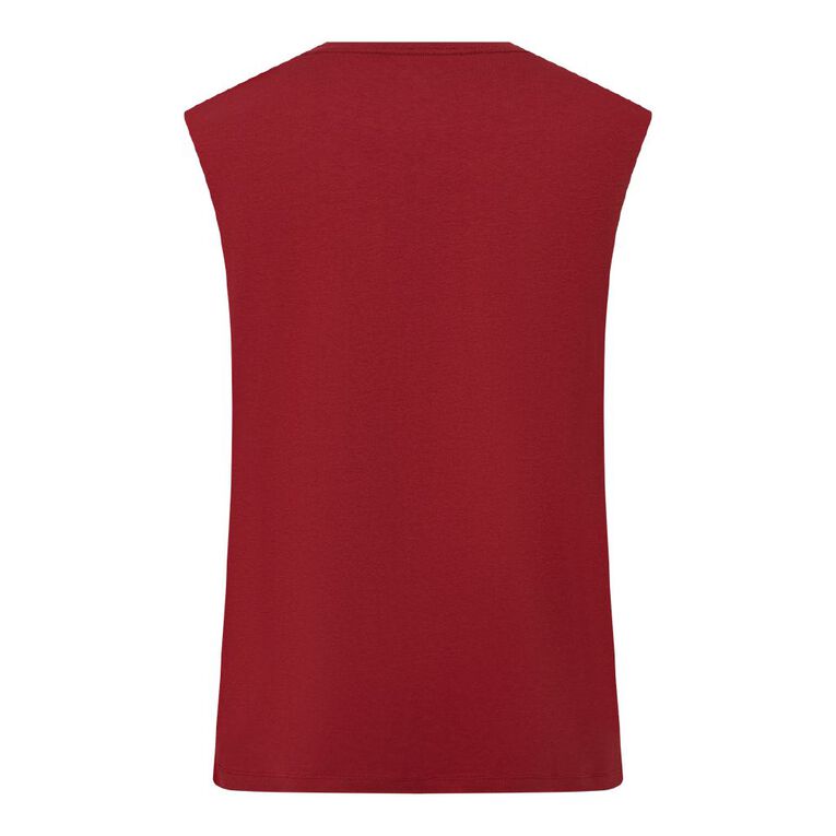 Garage Men's Muscle Singlet, Red Dark, hi-res