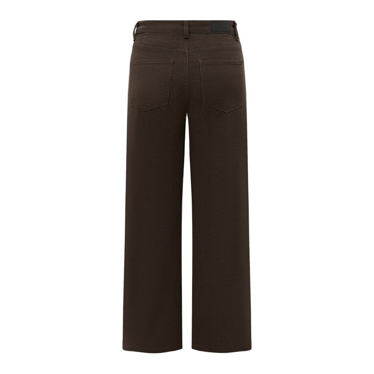H&H Women's High Rise Wide Leg Jean, Brown Dark, hi-res
