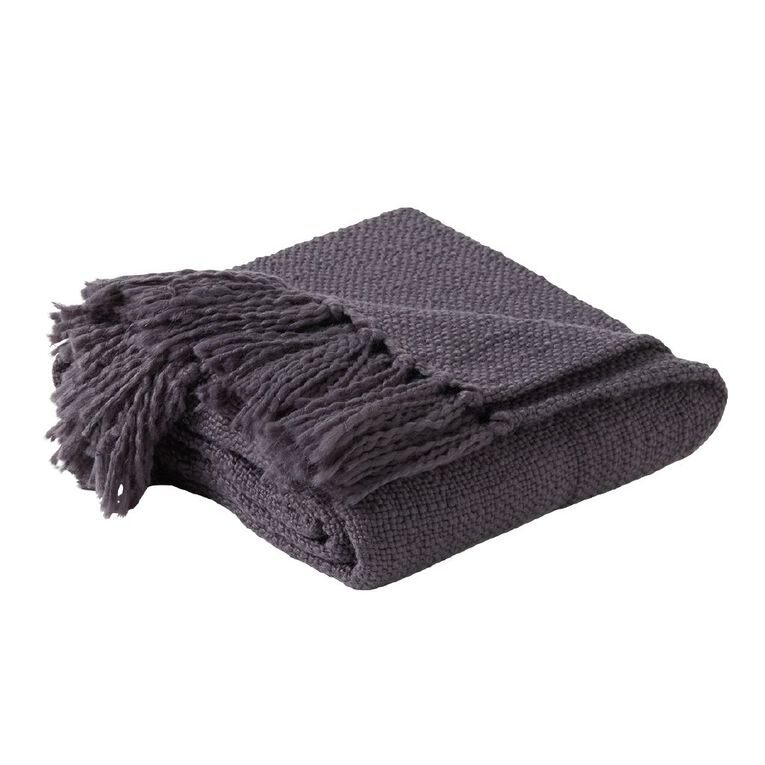 Living & Co Throw Chunky Weave Blue 127cm x 152cm, , hi-res