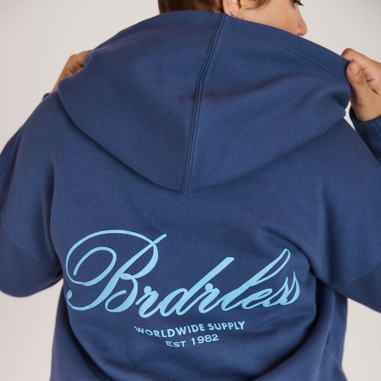 BRDRLESS Long Sleeve Graphic Hood, Blue Dark, hi-res