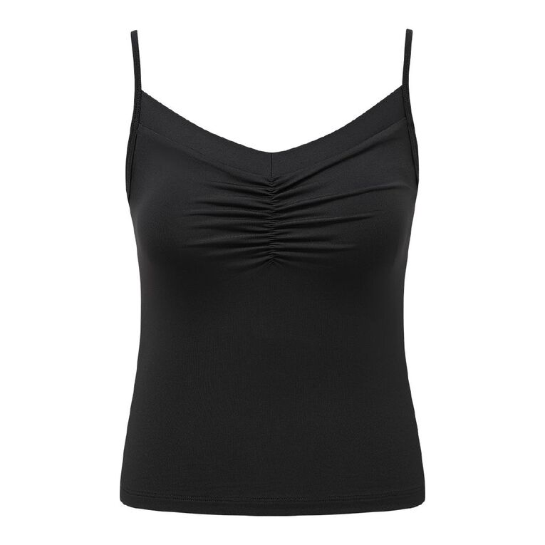 H&H Women's Contour Ruched Camisole, Black, hi-res