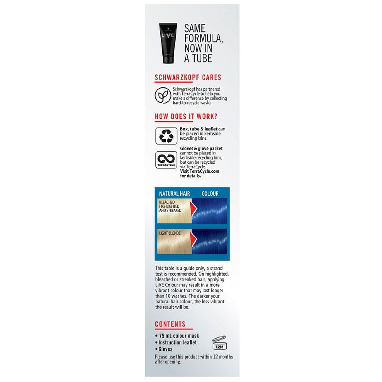 Schwarzkopf UBs LIVE Colour Electric Blue 75ml, , hi-res
