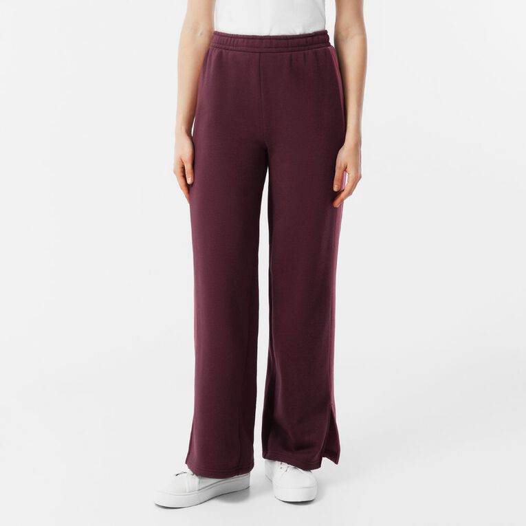 H&H Women's Wide Stripe Split Pants, Red Dark, hi-res