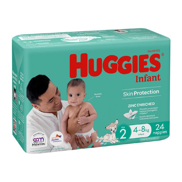 Huggies Infant Nappies 4-8kg Size 2 24 Pack, , hi-res