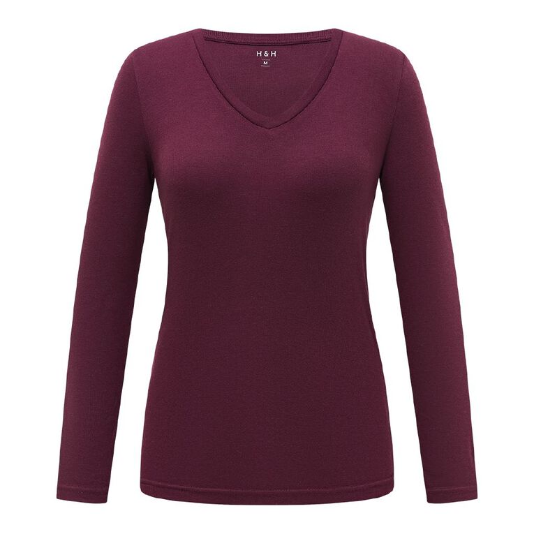 H&H Women's Long Sleeve Thermal Top, Red Mid, hi-res