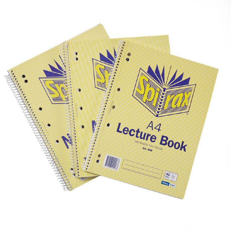 Spirax Lecture Book 906 140 Page Yellow Mid A4, , hi-res