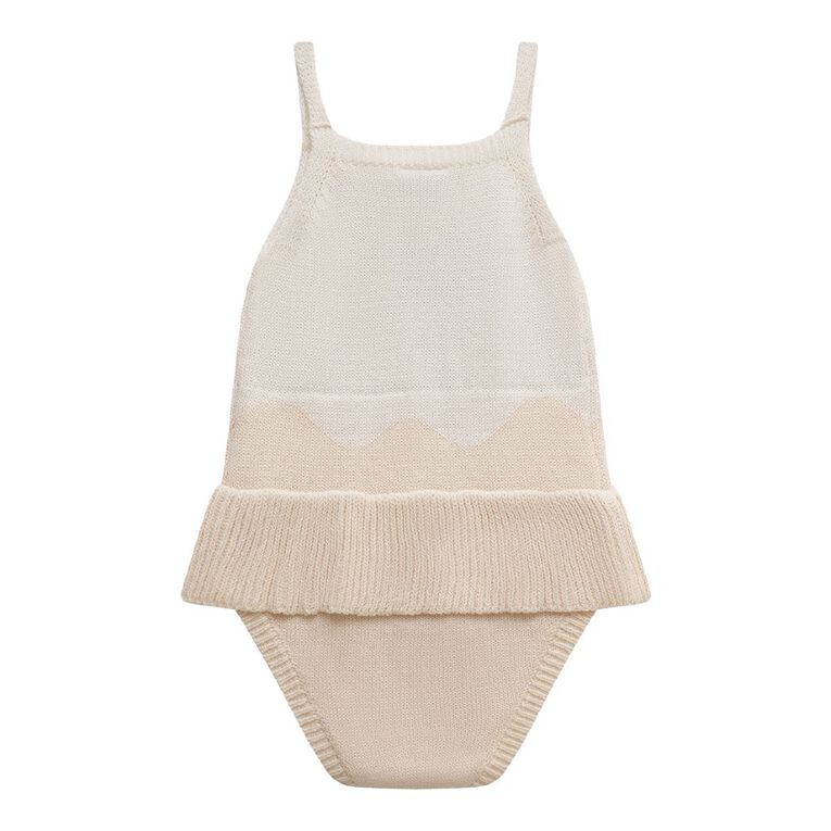 Young Original Baby Christmas Pavlova Knitted Romper, Cream, hi-res