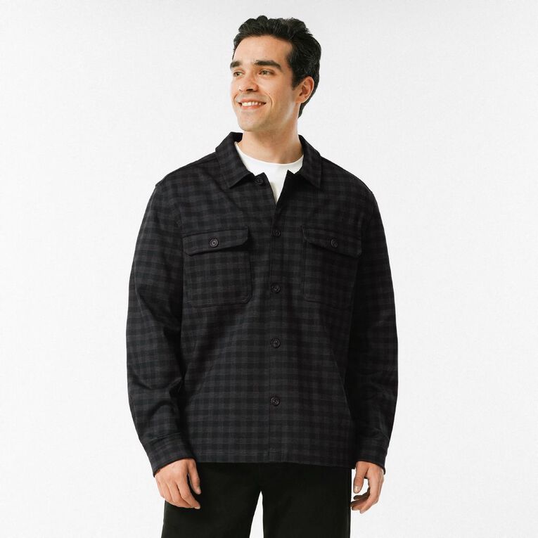 H&H Men's Ponte Shacket, Black, hi-res