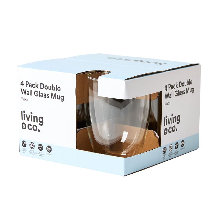 Living & Co Double Wall Glass Mug Clear, , hi-res