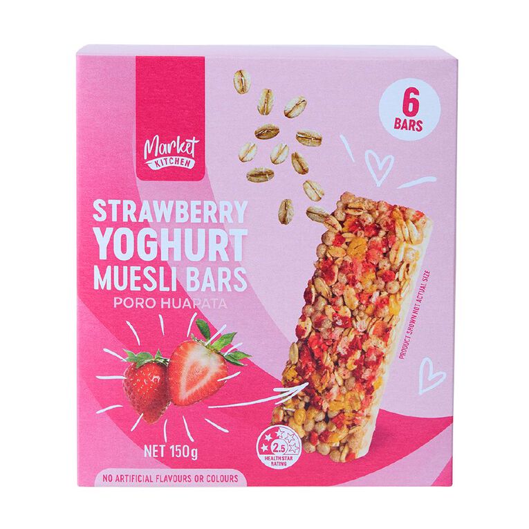 Market Kitchen Muesli Bar Strawberry Yoghurt 6 Pack, , hi-res