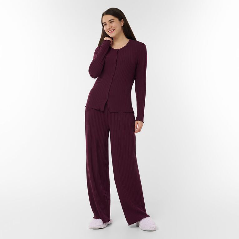 H&H Women's Brushed Rib Lounge Set, Red Mid, hi-res
