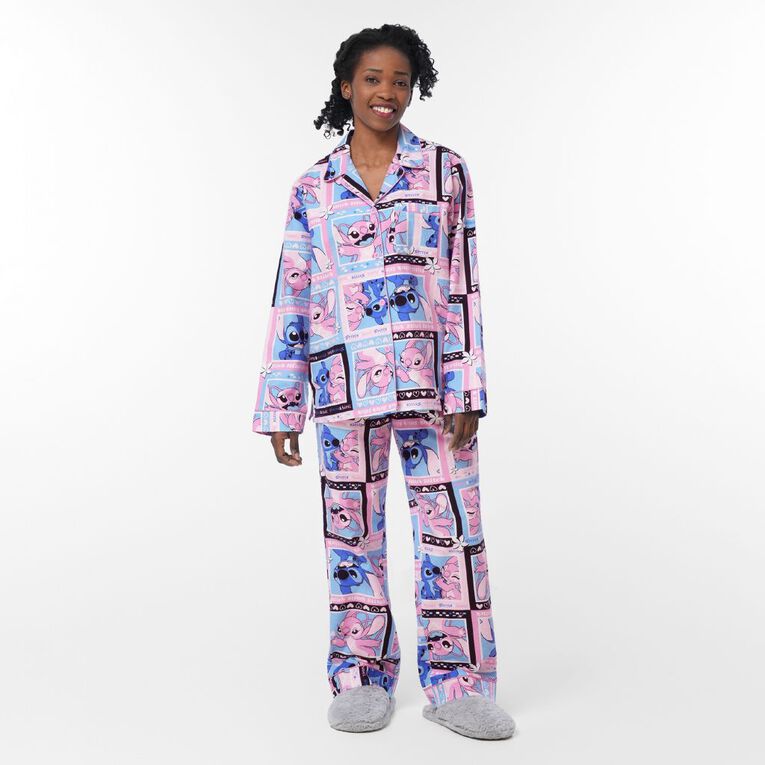 Stitch Women's Flannel Pyjama Set, Blue Light, hi-res