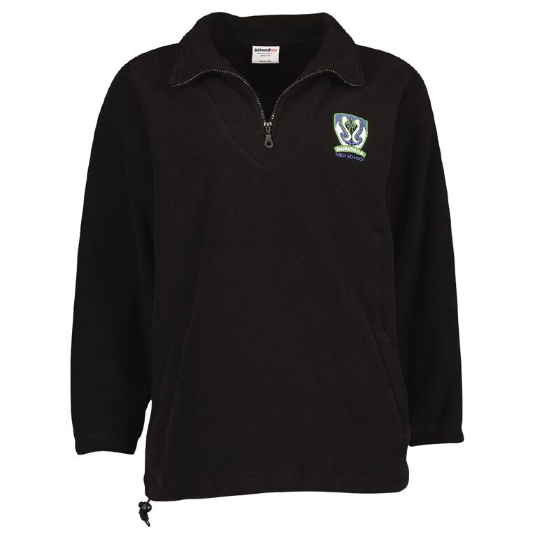 Schooltex Murupara Area Polar Fleece Top with Embroidery, Black, hi-res