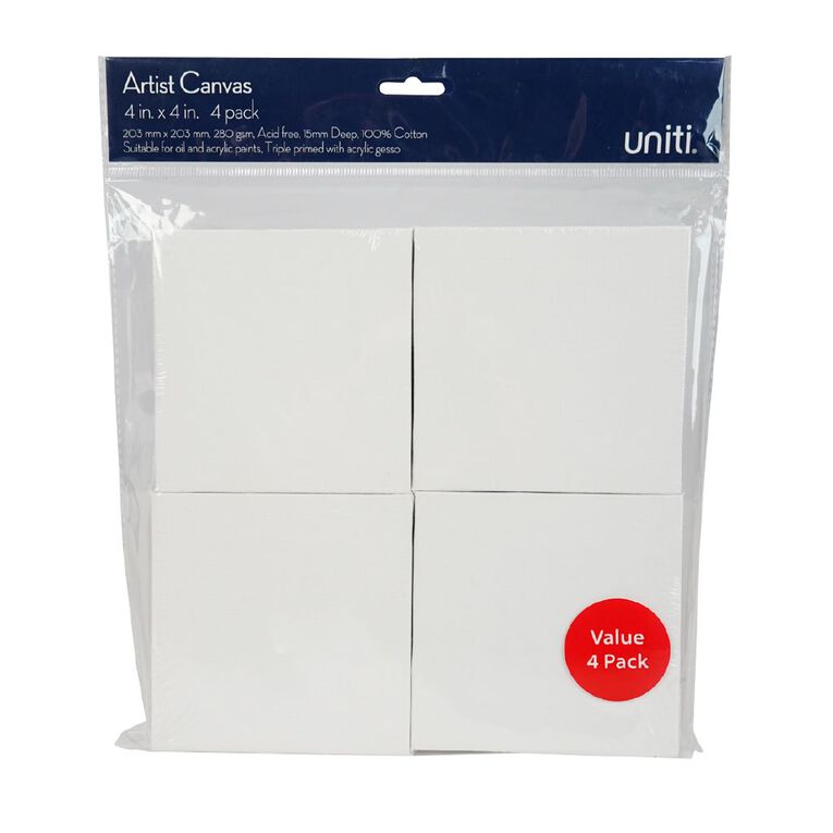 Uniti Value Blank Canvas 4x4 4 Pack, , hi-res