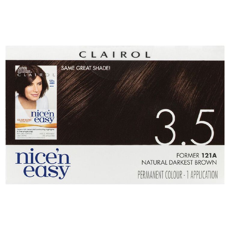 Clairol Nice N Easy Permanent Hair Colour Darkest Brown 3.5, , hi-res