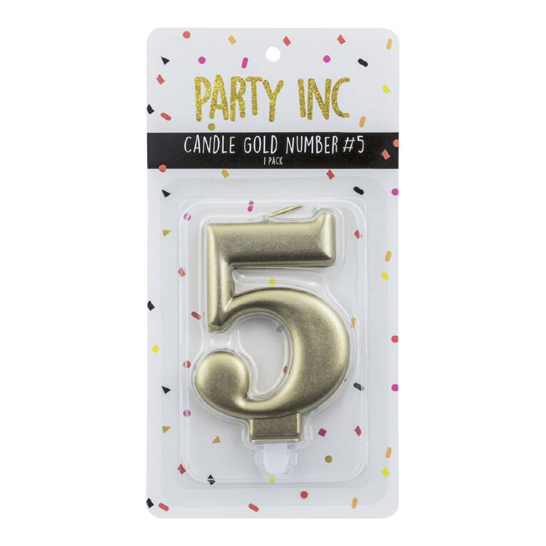 Party Inc Candle Number #5 Gold, , hi-res