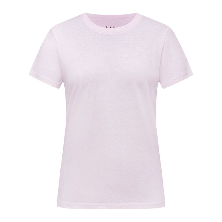H&H Women's Short Sleeve Cotton Crew Neck Tee, Pink Light, hi-res