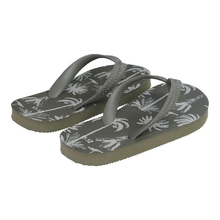 Young Original Senior Kids' Printed Jandals, Green Dark, hi-res
