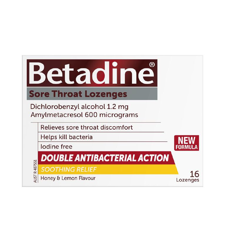 Betadine Sore Throat Honey And Lemon Loz 16 Pack, , hi-res
