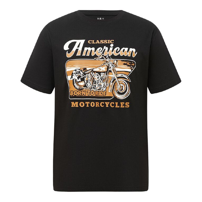 H&H Men's Regular Fit Printed Tee, Black Classic Am, hi-res