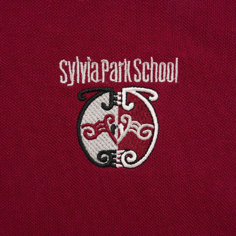 Schooltex Sylvia Park Short Sleeve Polo with Embroidery, Burgundy, hi-res