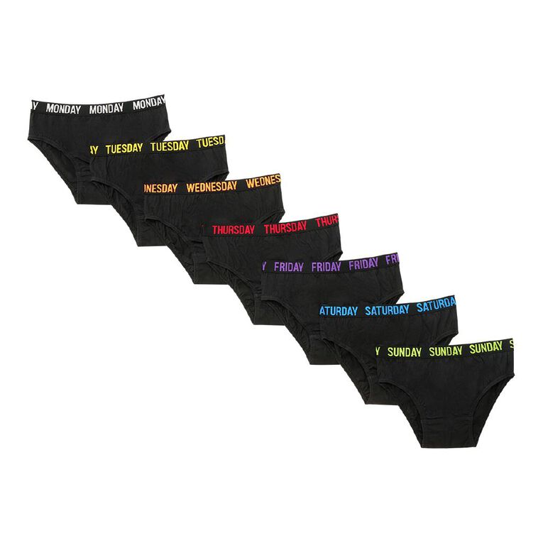 H&H Boys' Weekday Briefs 7 Pack, Black, hi-res