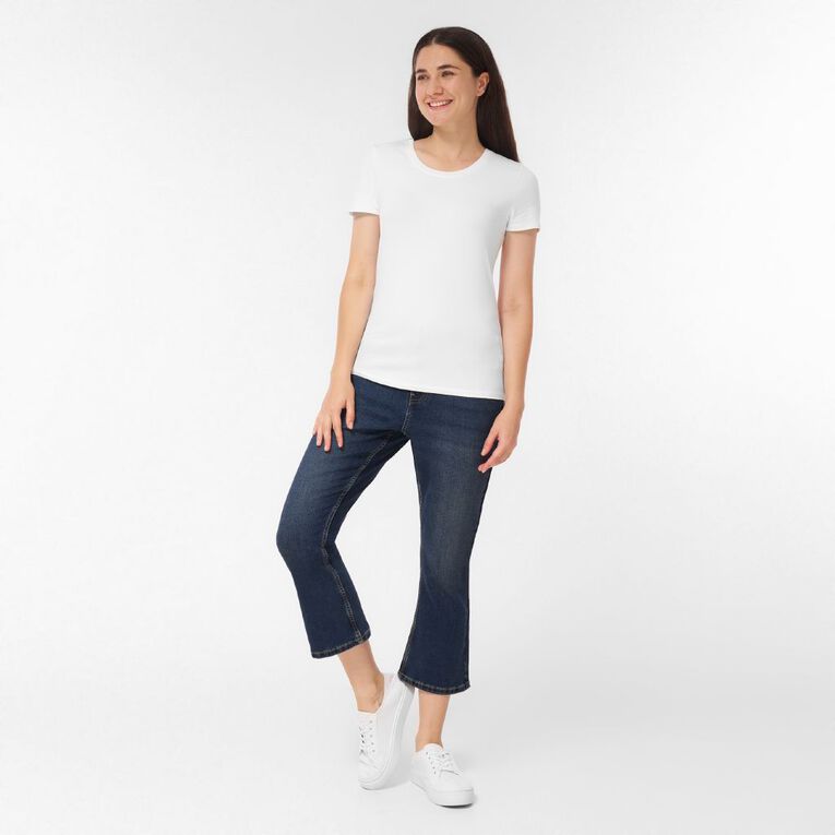 H&H Women's Crop Flare Jeans, Denim Dark, hi-res