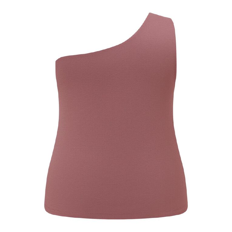 H&H Plus Women's Curve One Shoulder Tank, Pink Mid, hi-res