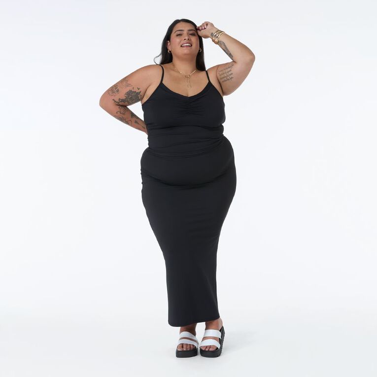 H&H Women's Contour Ruched Camisole, Black, hi-res