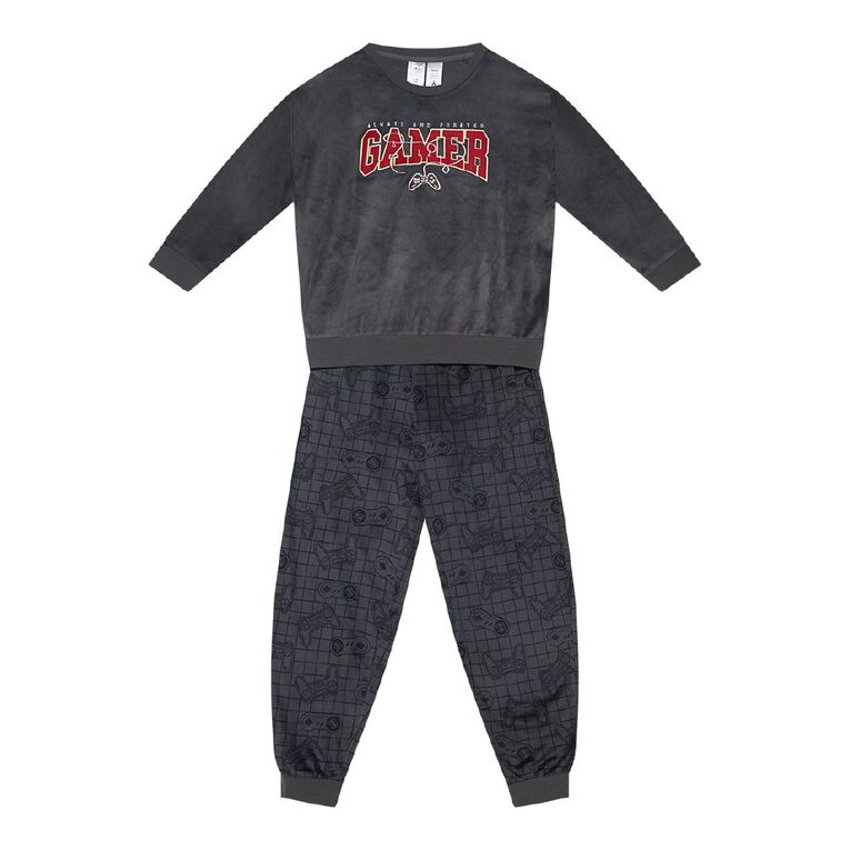 H&H Boys' Mink Twosie Pyjama Set, Grey Dark, hi-res