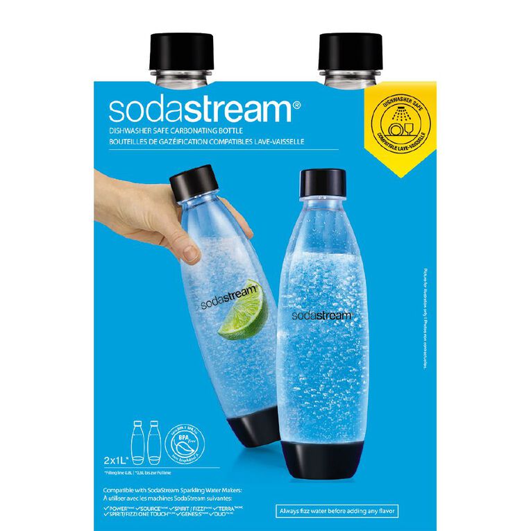 Sodastream Dishwasher Safe Twin Pack Fuse Bottle 1L, , hi-res