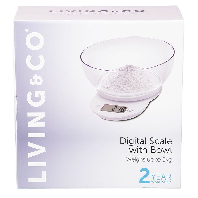 Living & Co Digital Scale with Bowl 5kg, , hi-res