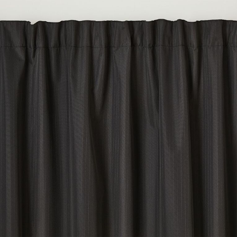 Living & Co Demi Blockout Curtain Black 150-230cm Wide/205cm Drop, Black, hi-res
