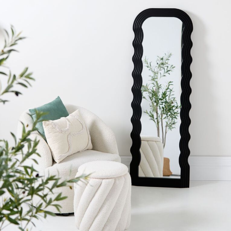 Living & Co Ripple Floor Mirror 150cm Black, , hi-res