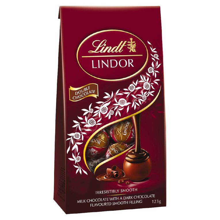 Lindt Lindor Double Chocolate Pouch 123g, , hi-res