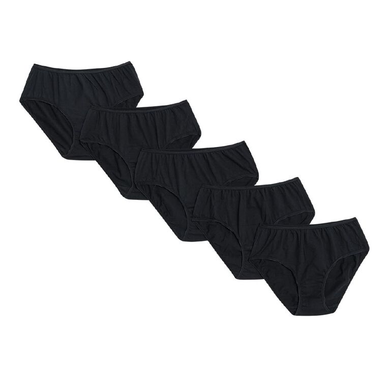 H&H Women's Midi Briefs 5 Pack, Black, hi-res