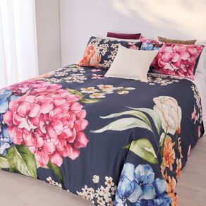 Living & Co Duvet Cover Set Washed Cotton Rosewood Multi-Coloured King