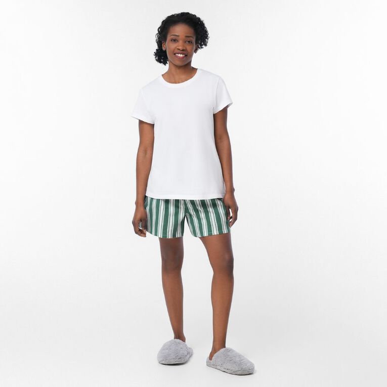 H&H Women's Flannel Pyjama Short, Green Mid, hi-res