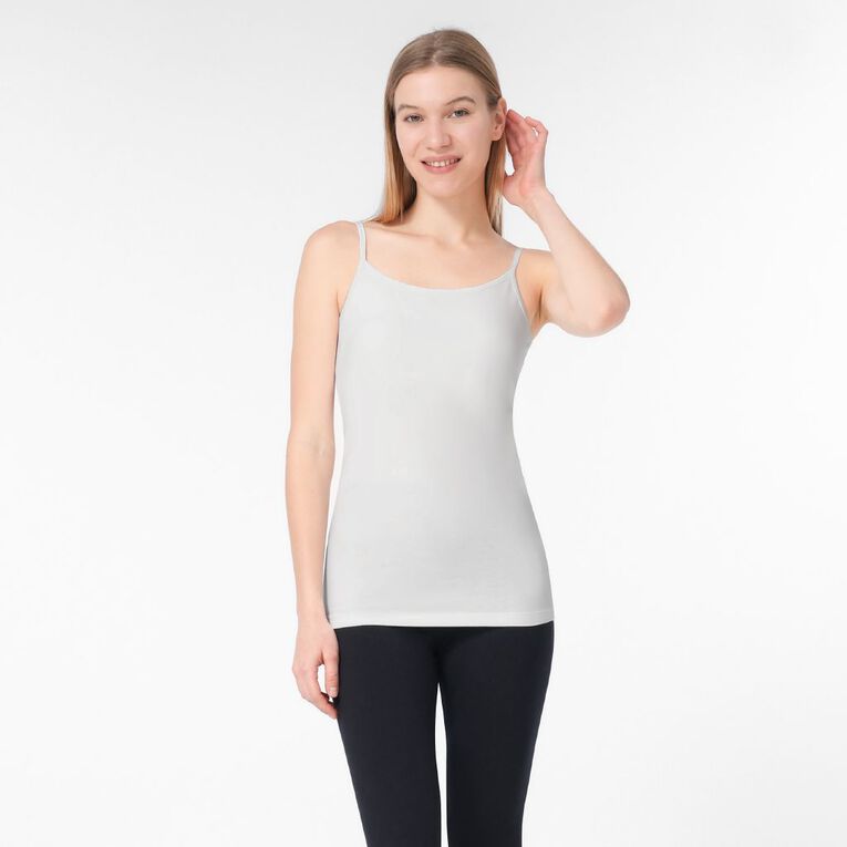 H&H Women's Stretch Fit Shelf Bra Singlet White The Warehouse