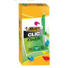Bic Clic Pen 10 Pack Green Mid