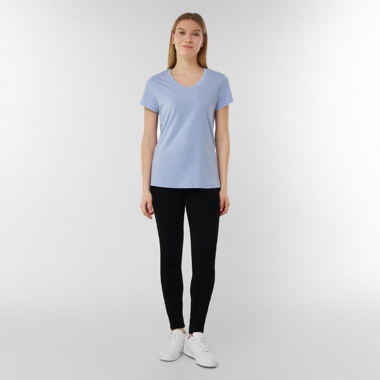 H&H Women's Short Sleeve V-Neck Tee, Blue Light, hi-res
